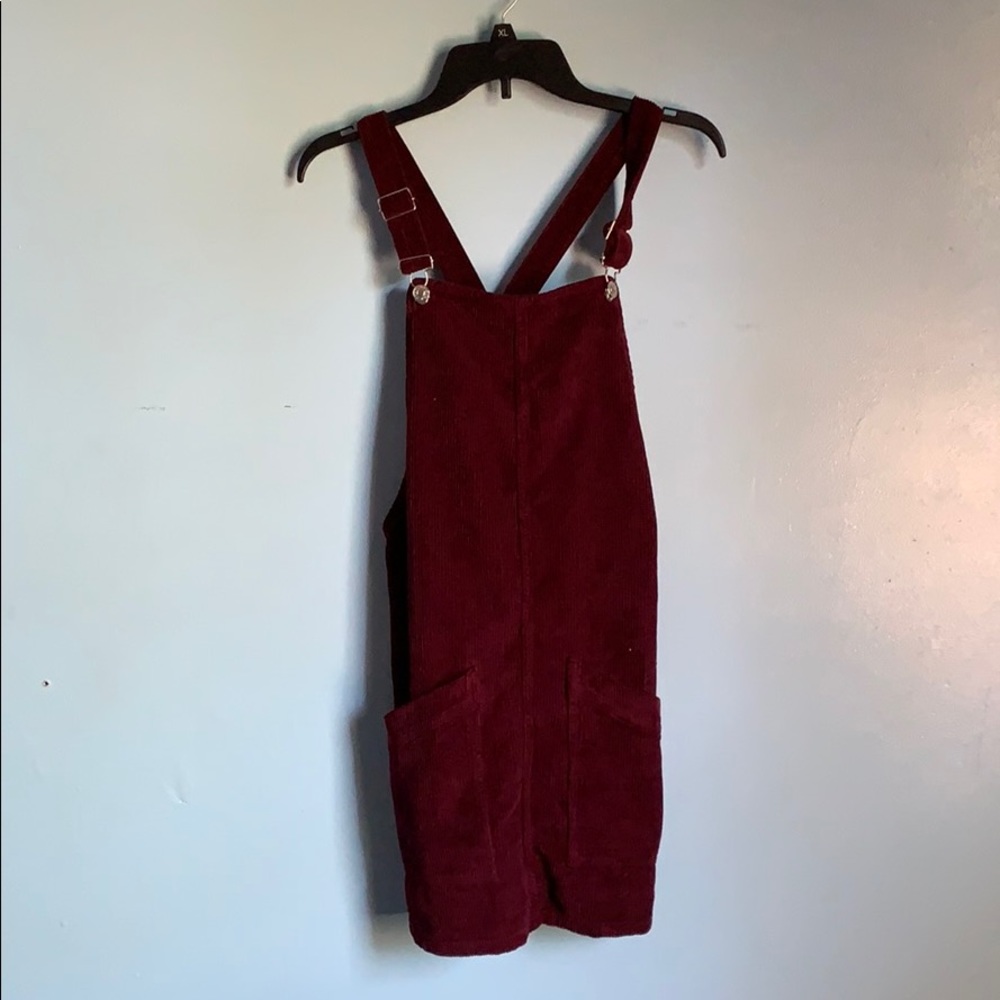 Topshop burgundy corduroy pinafore